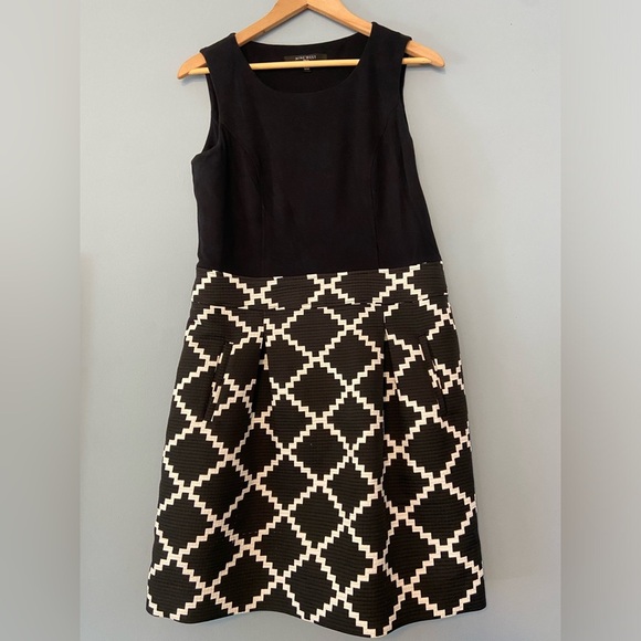 Nine West Black and White Geometric Midi Dress - Picture 1 of 6